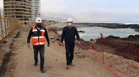 Inspeccionan obras de construcción del borde costero de la Península de Cavancha